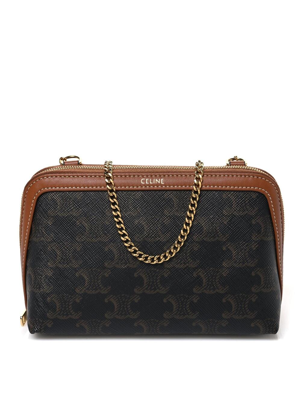 Celine Triomphe Canvas Lambskin Clutch #344887C85B